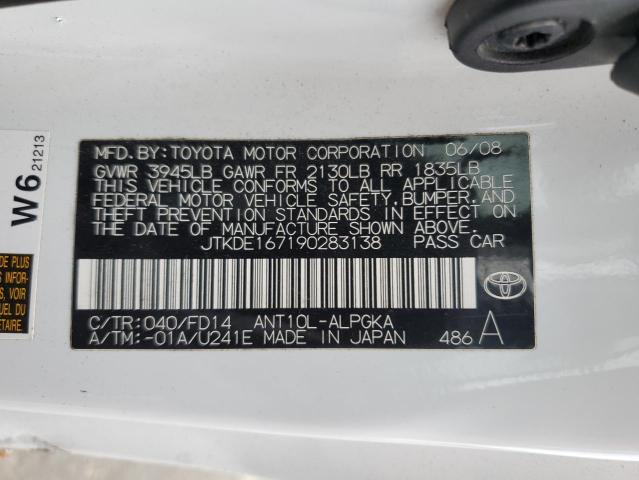 JTKDE167190283138 - 2009 TOYOTA SCION TC 白色 照片 12