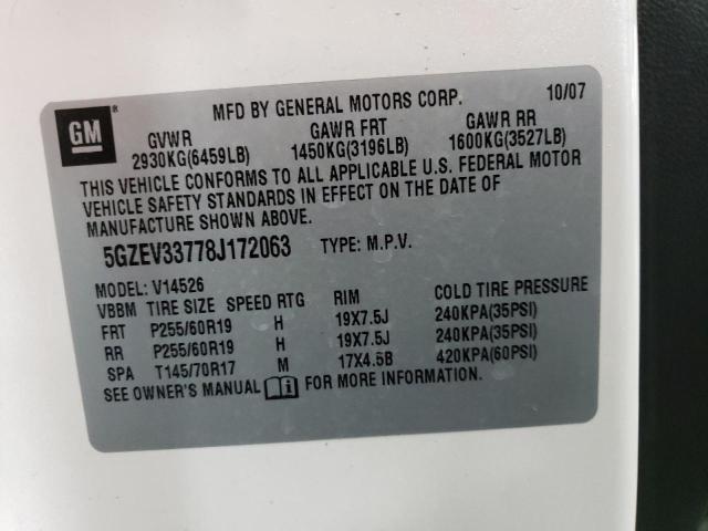 5GZEV33778J172063 - 2008 SATURN OUTLOOK XR WHITE photo 13