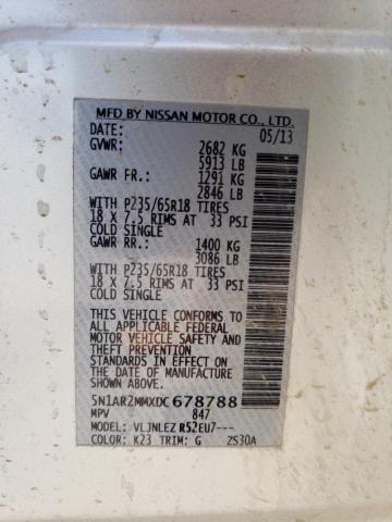 5N1AR2MMXDC678788 - 2013 NISSAN PATHFINDER S SILVER photo 13