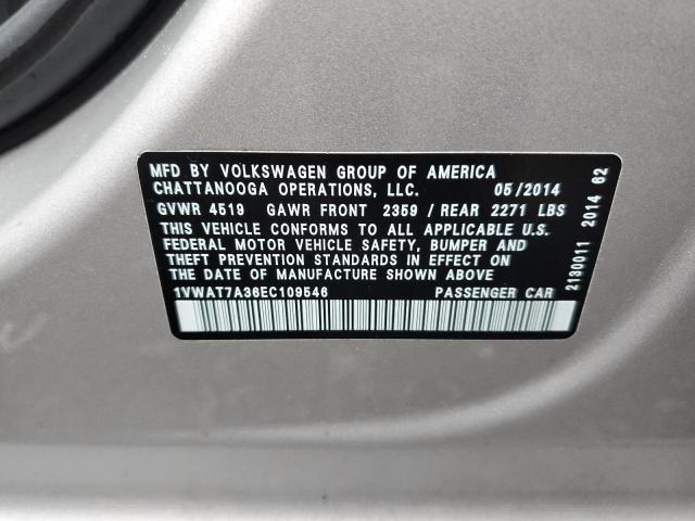 1VWAT7A36EC109546 - 2014 VOLKSWAGEN PASSAT S GRAY photo 13