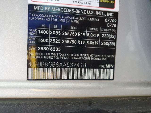 4JGBB8GB8AA532418 - 2010 MERCEDES-BENZ ML 350 4MATIC SILVER photo 14