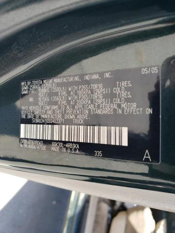 5TBRU34105S453371 - 2005 TOYOTA TUNDRA ACCESS CAB SR5 GREEN photo 12