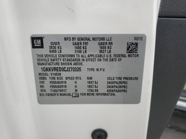 1GKKVRED0CJ270326 - 2012 GMC ACADIA SLT-1 CREAM photo 13