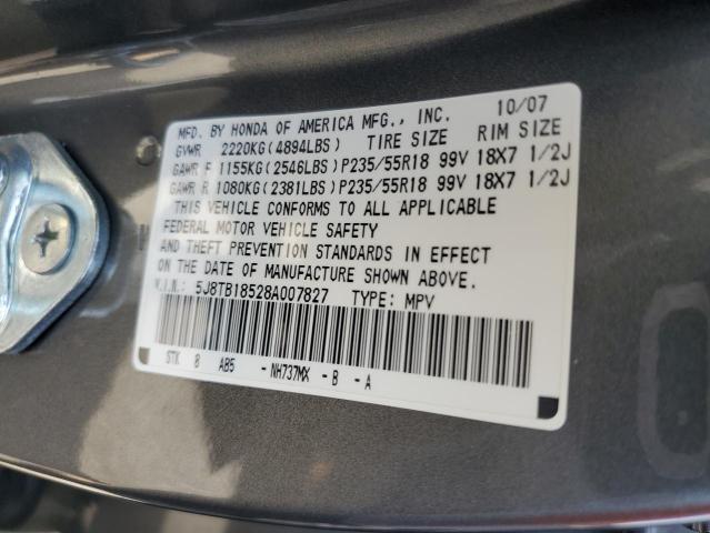 5J8TB18528A007827 - 2008 ACURA RDX TECHNOLOGY GRAY photo 13