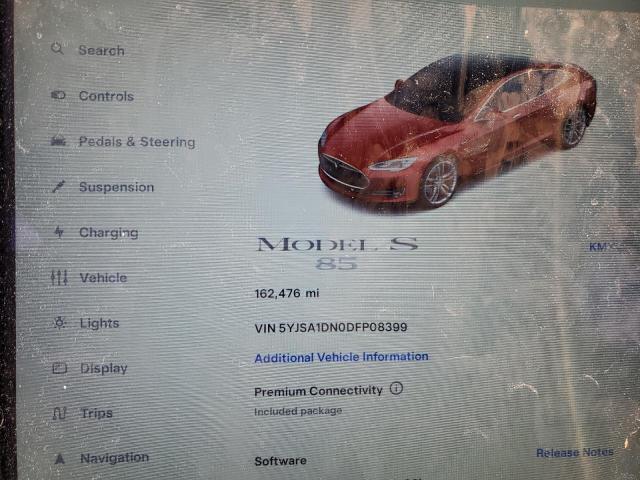 5YJSA1DN0DFP08399 - 2013 TESLA MODEL S RED photo 9