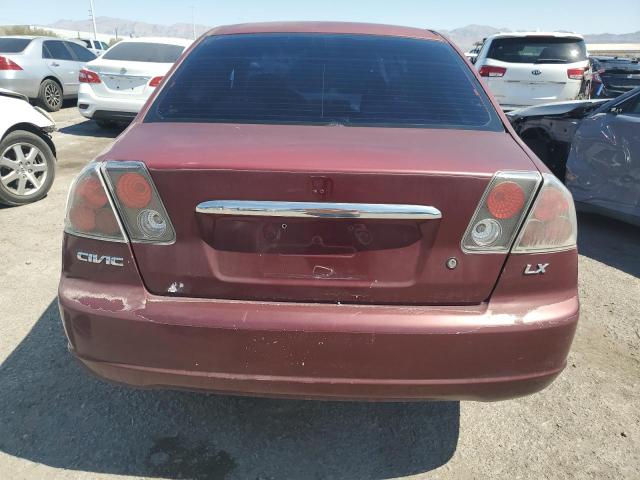 2HGES15592H573134 - 2002 HONDA CIVIC LX BURGUNDY photo 6