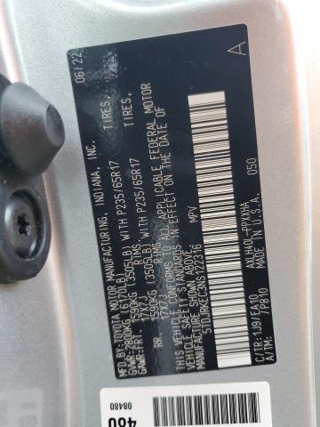 5TDJRKEC3NS122316 - 2022 TOYOTA SIENNA XLE Srebrny zdjęcie 14