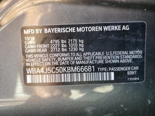 WBA4J5C50KBM66681 - 2019 BMW 440I GRAN COUPE CHARCOAL photo 12