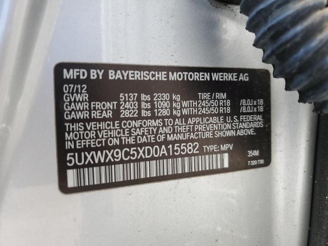 5UXWX9C5XD0A15582 - 2013 BMW X3 XDRIVE28I GRAY photo 12