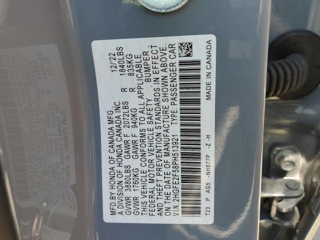 2HGFE2F58PH513921 - 2023 HONDA CIVIC SPORT 灰色 照片 12