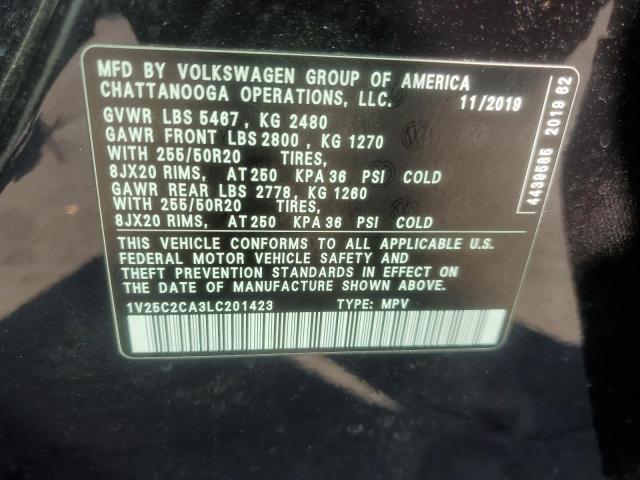 1V25C2CA3LC201423 - 2020 VOLKSWAGEN ATLAS CROS SE Qara foto 13
