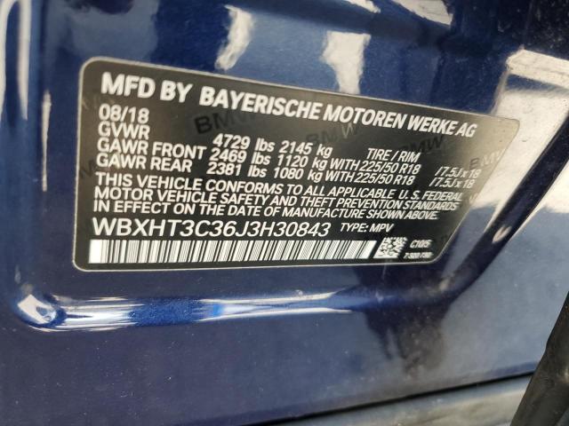 WBXHT3C36J3H30843 - 2018 BMW X1 XDRIVE28I BLUE photo 13