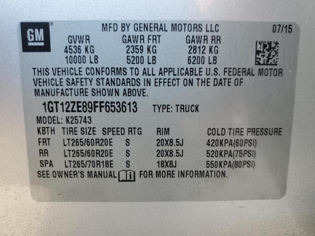 1GT12ZE89FF653613 - 2015 GMC SIERRA K2500 SLT SILVER photo 12