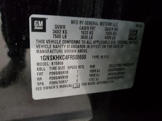 1GNSKHKC4FR508699 - 2015 CHEVROLET SUBURBAN K1500 LS BLACK photo 13