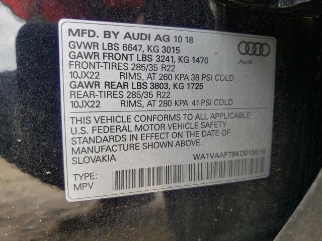 WA1VAAF79KD015518 - 2019 AUDI Q7 PRESTIGE 黑色 照片 12