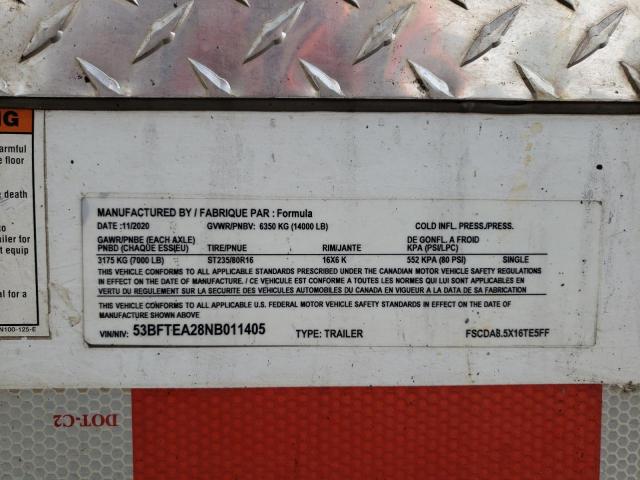 53BFTEA28NB011405 - 2022 UTILITY TRAILER WHITE photo 10