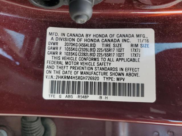 2HKRM4H5XGH726920 - 2016 HONDA CR-V EX BURGUNDY photo 13