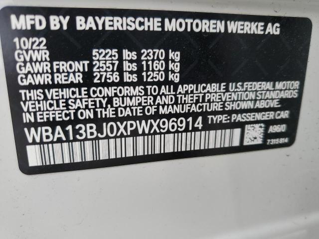 WBA13BJ0XPWX96914 - 2023 BMW 5 SERIES XI WHITE photo 12