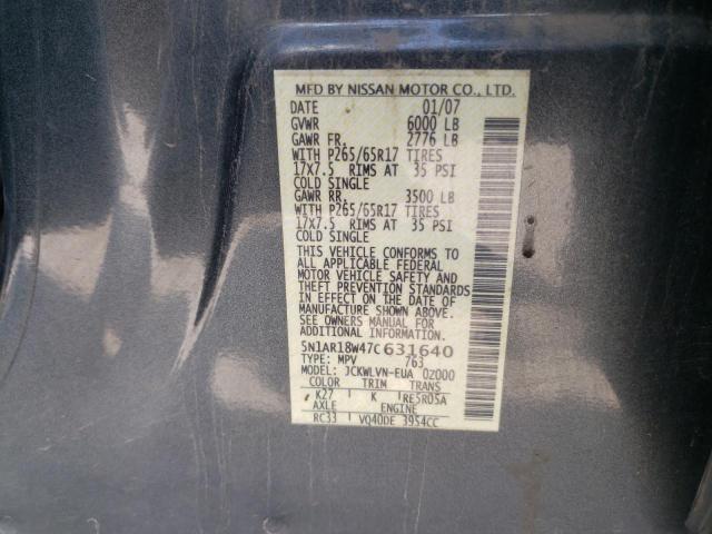 5N1AR18W47C631640 - 2007 NISSAN PATHFINDER LE GRAY photo 13