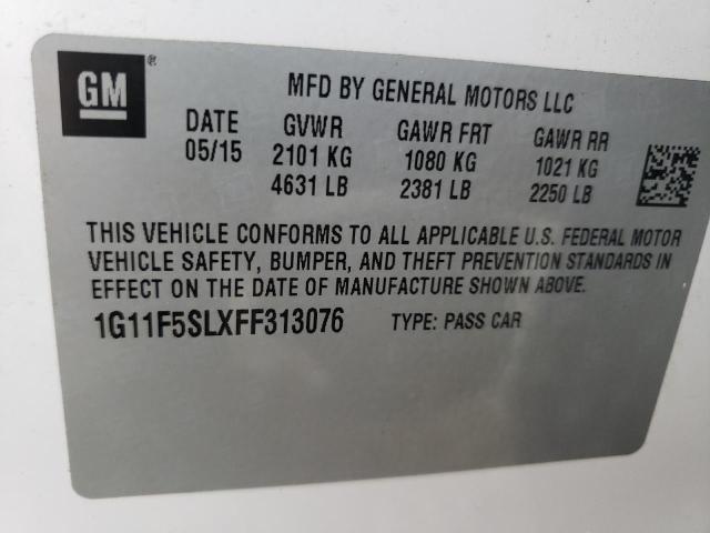 1G11F5SLXFF313076 - 2015 CHEVROLET MALIBU LTZ თეთრი ფოტო 12
