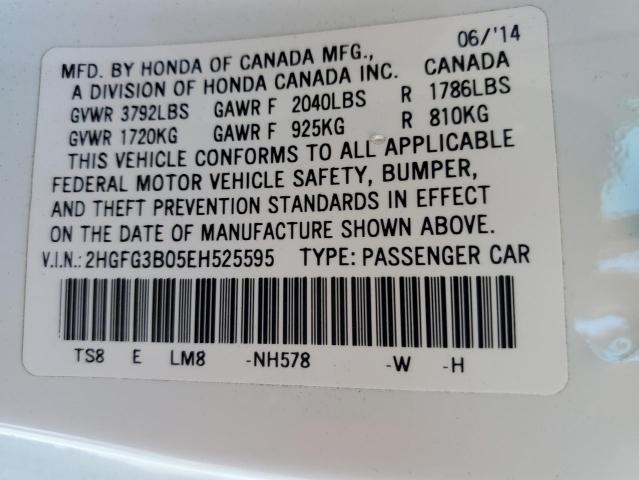 2HGFG3B05EH525595 - 2014 HONDA CIVIC EXL WHITE photo 12