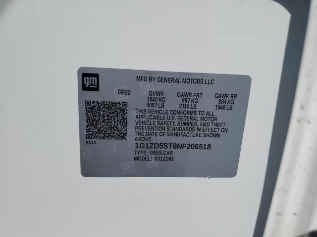 1G1ZD5ST8NF206518 - 2022 CHEVROLET MALIBU LT WHITE photo 12