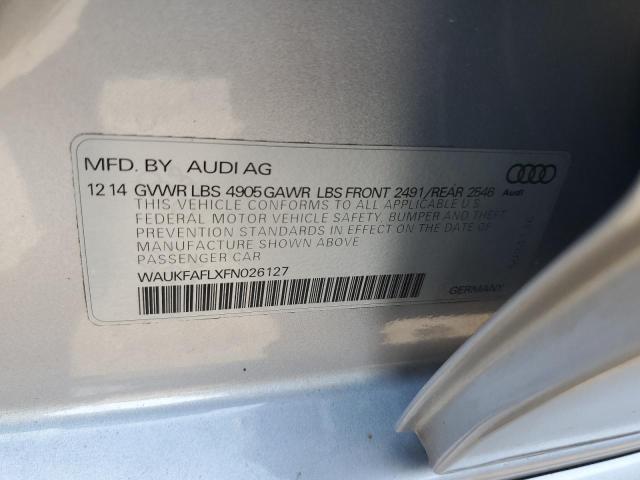 WAUKFAFLXFN026127 - 2015 AUDI A4 PRESTIGE SILVER photo 12