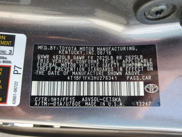 4T1BF1FK3HU276341 - 2017 TOYOTA CAMRY LE SILVER photo 12