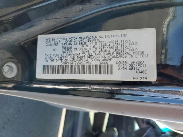 5TBRT34102S260796 - 2002 TOYOTA TUNDRA ACCESS CAB 黑色 照片 13