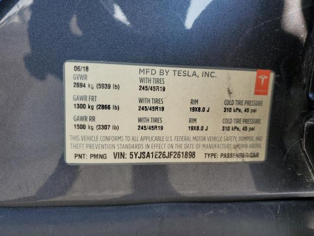 5YJSA1E26JF261898 - 2018 TESLA MODEL S ნაცრისფერი ფოტო 12