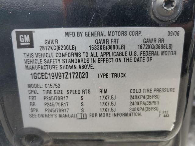 1GCEC19V97Z172020 - 2007 CHEVROLET SILVERADO C1500 CLASSIC BLACK photo 12