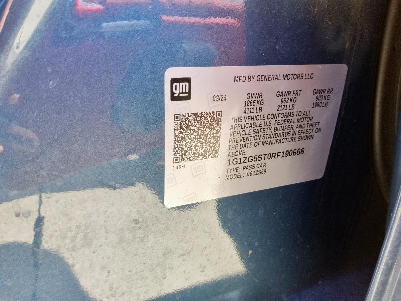 1G1ZG5ST0RF190666 - 2024 CHEVROLET MALIBU RS BLUE photo 12