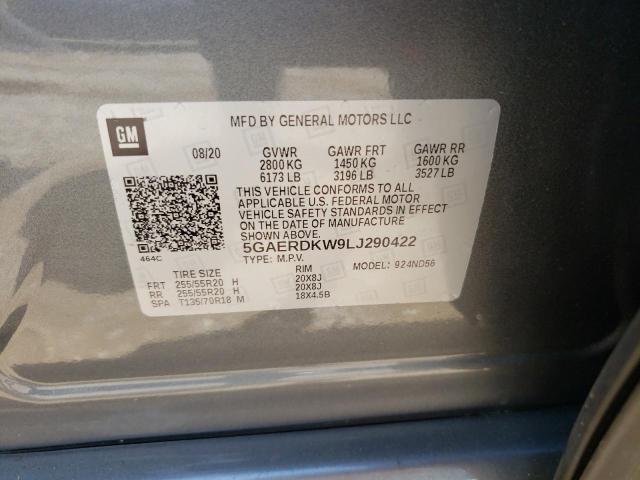 5GAERDKW9LJ290422 - 2020 BUICK ENCLAVE AVENIR GRAY photo 13