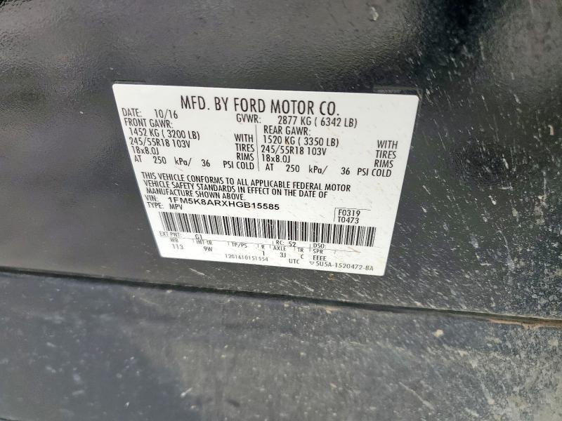 1FM5K8ARXHGB15585 - 2017 FORD EXPLORER POLICE INTERCEPTOR BLACK photo 12