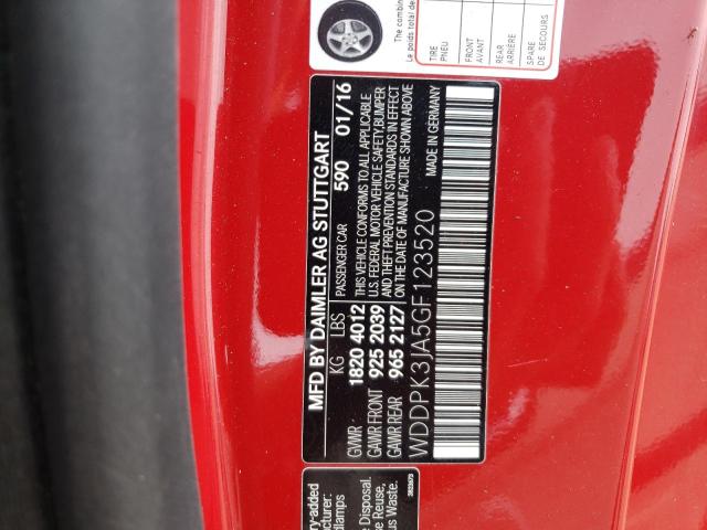 WDDPK3JA5GF123520 - 2016 MERCEDES-BENZ SLK 300 RED photo 12