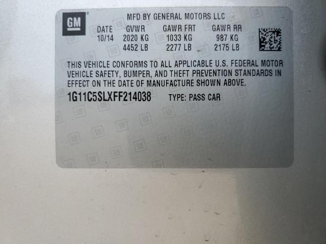 1G11C5SLXFF214038 - 2015 CHEVROLET MALIBU 1LT SILVER photo 12