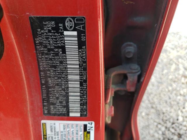 2T1KR32E05C366689 - 2005 TOYOTA COROLLA MA XR RED photo 12