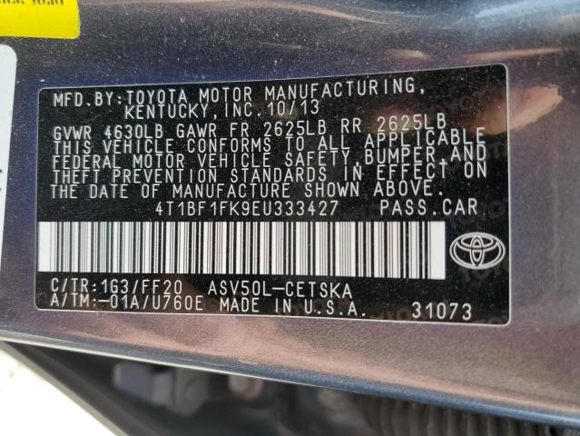 4T1BF1FK9EU333427 - 2014 TOYOTA CAMRY L GRAY photo 13