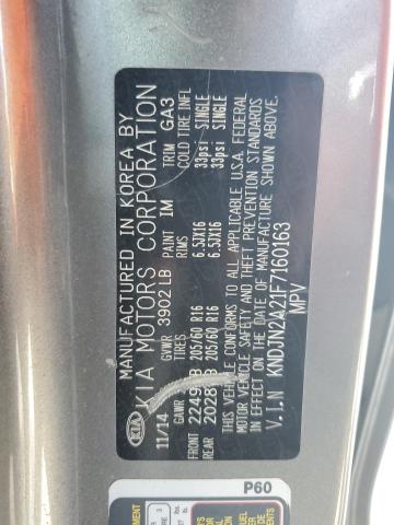 KNDJN2A21F7160163 - 2015 KIA SOUL GRAY photo 13