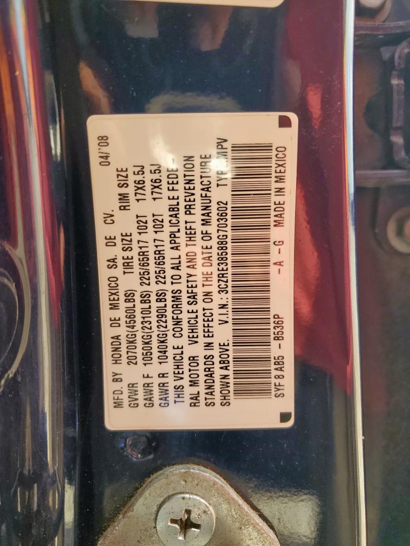 3CZRE38588G703602 - 2008 HONDA CR-V EX BLUE photo 14