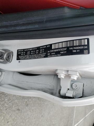 ZARFAMAN7K7622247 - 2019 ALFA ROMEO GIULIA Սպիտակ լուսանկար 12