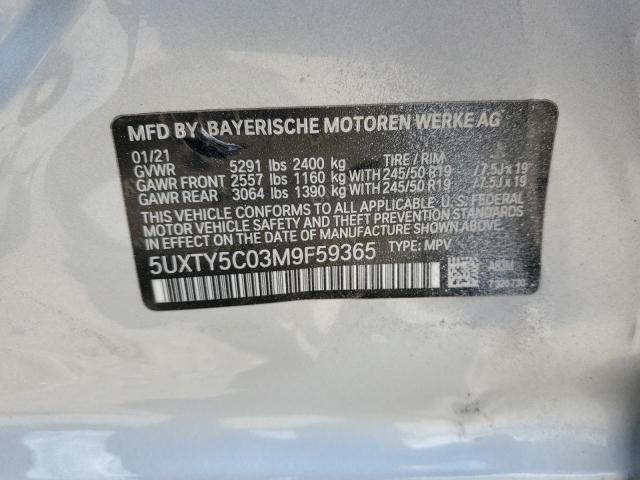 5UXTY5C03M9F59365 - 2021 BMW X3 XDRIVE30I SILVER photo 13