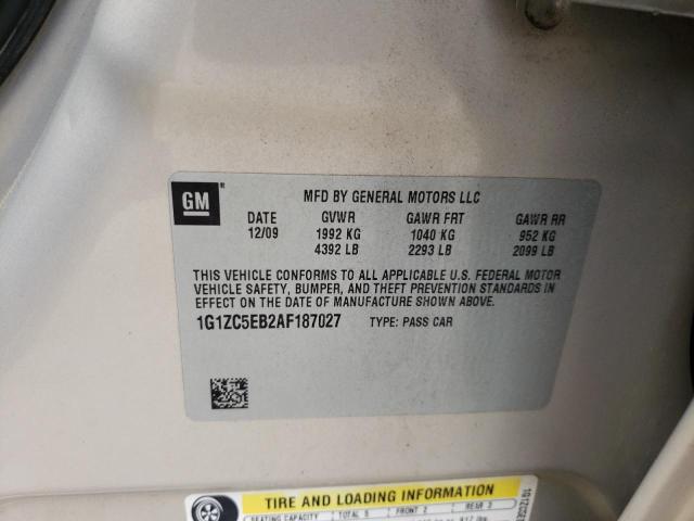 1G1ZC5EB2AF187027 - 2010 CHEVROLET MALIBU 1LT CREAM photo 12