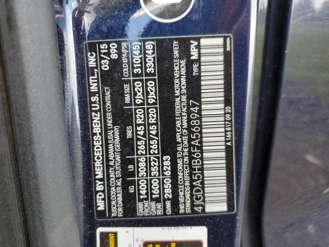 4JGDA5HB6FA568947 - 2015 MERCEDES-BENZ ML 350 4MATIC BLUE photo 13