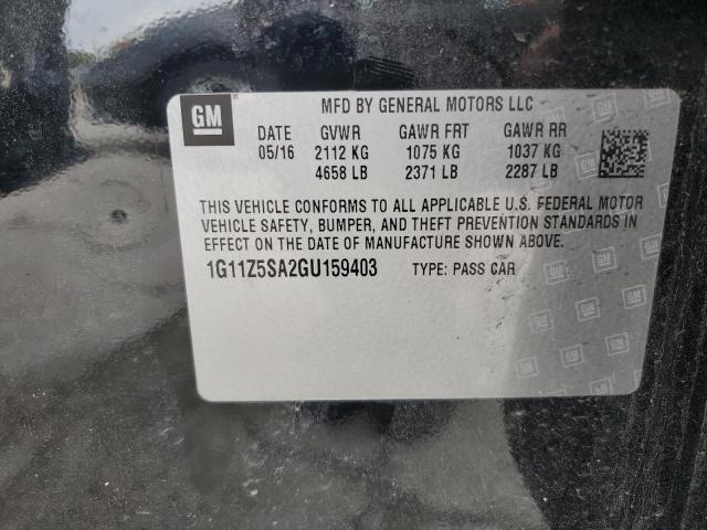 1G11Z5SA2GU159403 - 2016 CHEVROLET IMPALA LS BLACK photo 12