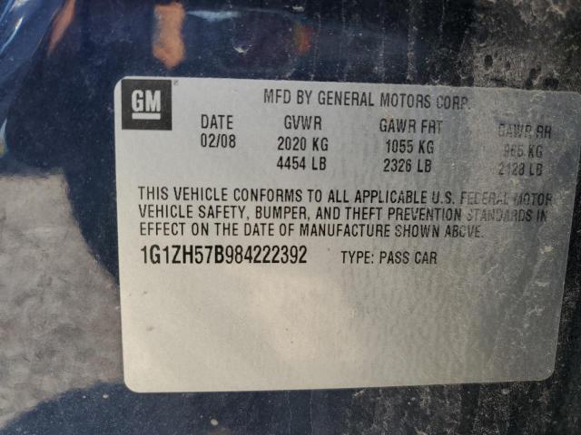 1G1ZH57B984222392 - 2008 CHEVROLET MALIBU 1LT BLUE photo 12