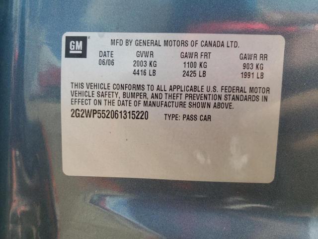 2G2WP552061315220 - 2006 PONTIAC GRAND PRIX 蓝色 照片 12