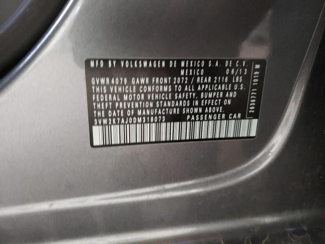 3VW2K7AJ0DM318073 - 2013 VOLKSWAGEN JETTA BASE 灰色 照片 13