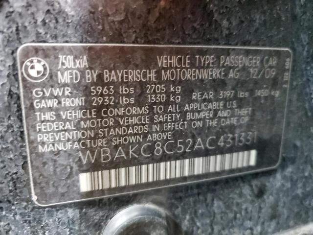 WBAKC8C52AC431331 - 2010 BMW 750 LI XDRIVE 黑色 照片 12