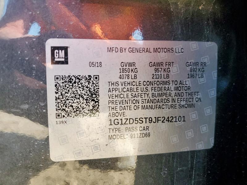 1G1ZD5ST9JF242101 - 2018 CHEVROLET MALIBU LT GRAY photo 12